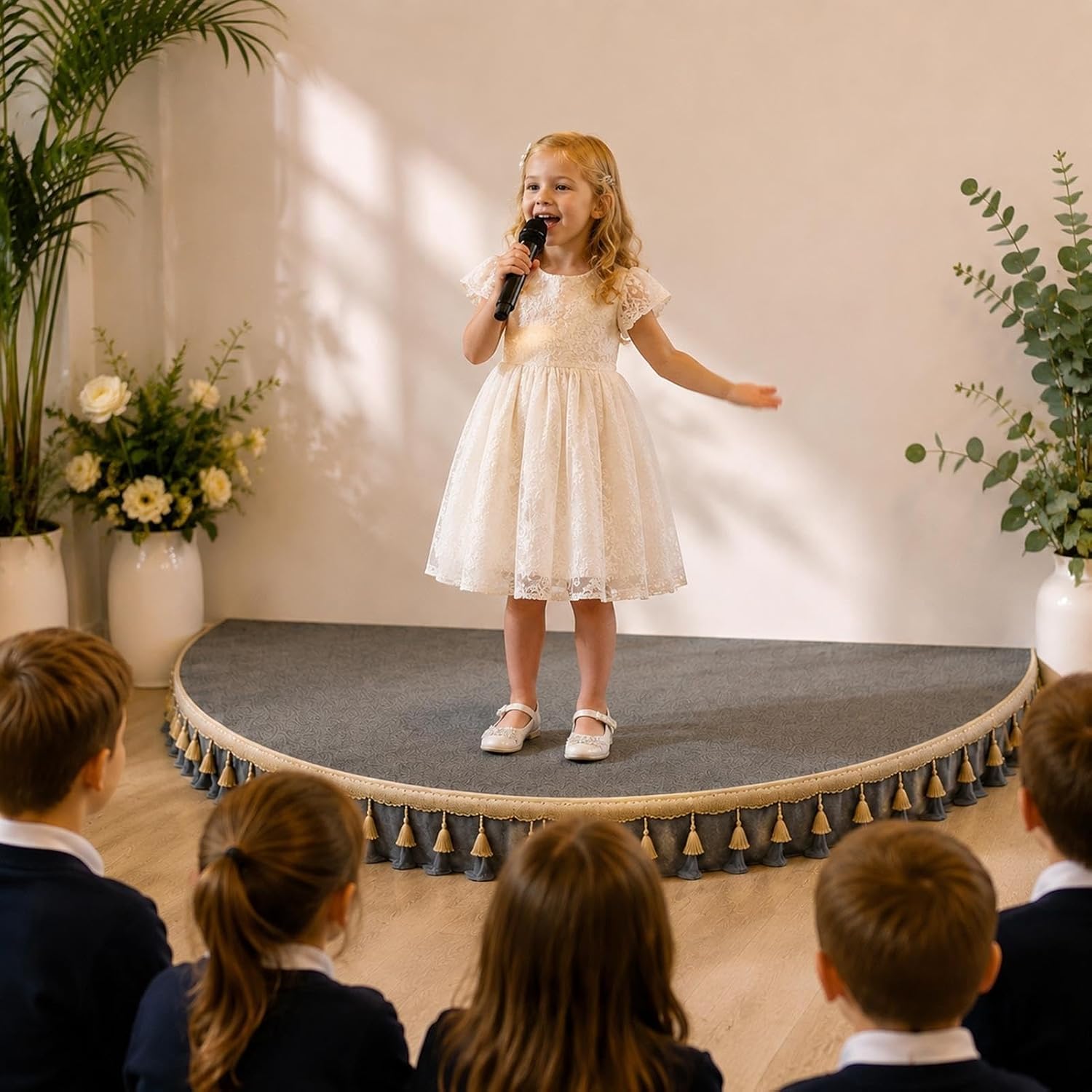 Semicircle Stage Platform with Skirting for Kids' Performances Stage