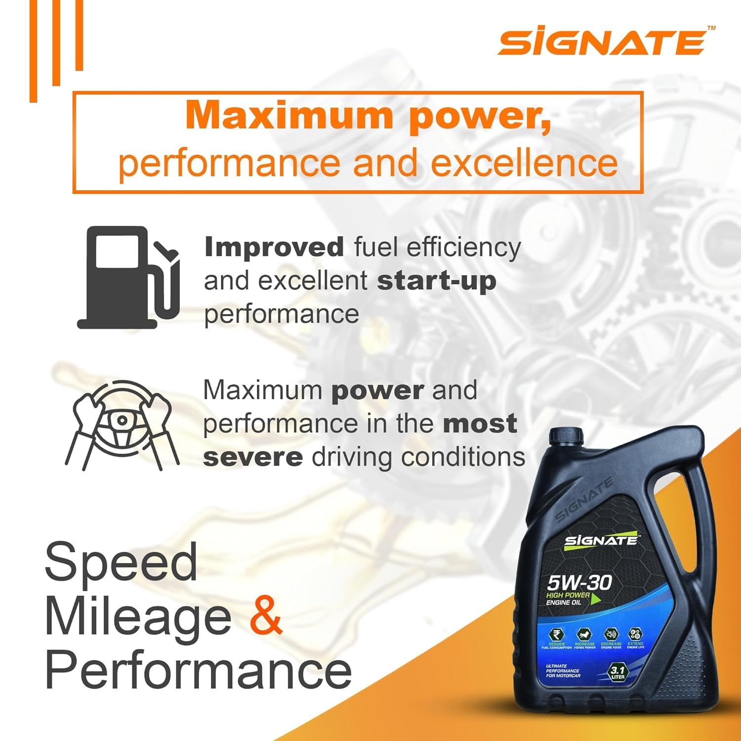 Signate Car Engine Oil for Petrol, CNG and Diesel Car 3.1L, Synthetic Engine Oil for Cars, Anti-Wear Car Engine Oil for Reduced Maintenance Cost, 3.1L - Image 4 thumbnail
