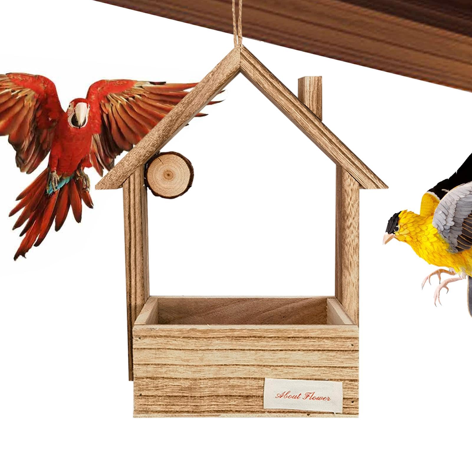 Comederos para pájaros para exteriores, comedero de madera para pájaros | Comedero portátil de madera para pájaros - Colgantes para exteriores de gran capacidad, comederos para pájaros con relleno par