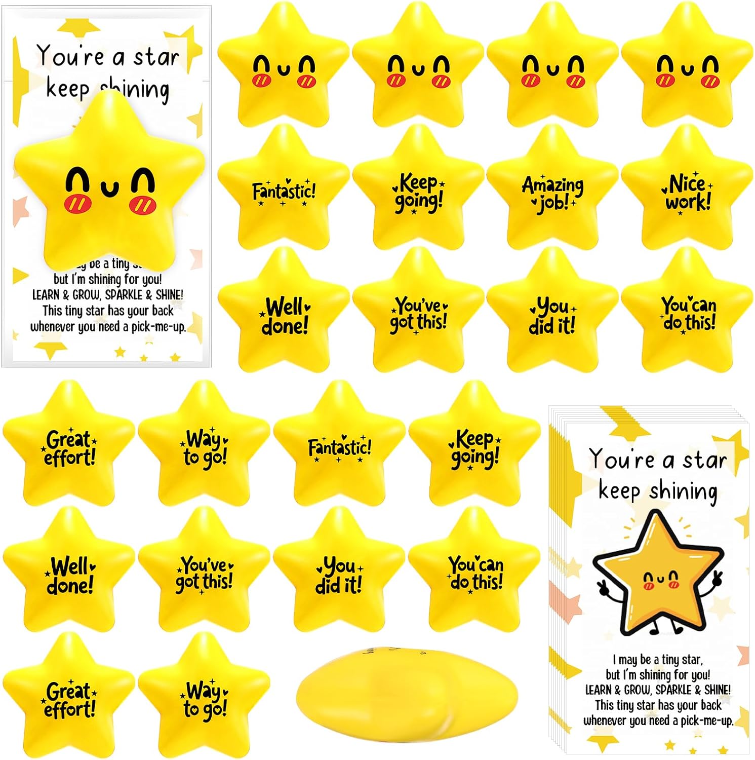 Libima 30 Pcs Star Stress Gifts Bulk Motivational Back to School Gift