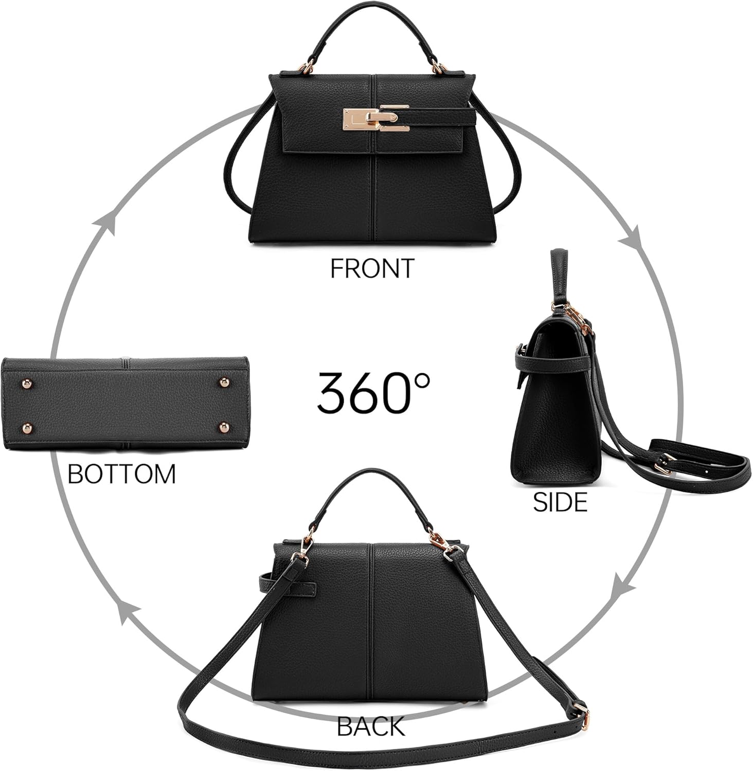 Women's Top-handle Handbags Vegan Leather Crossbody Bags for Women with Adjustable Strap