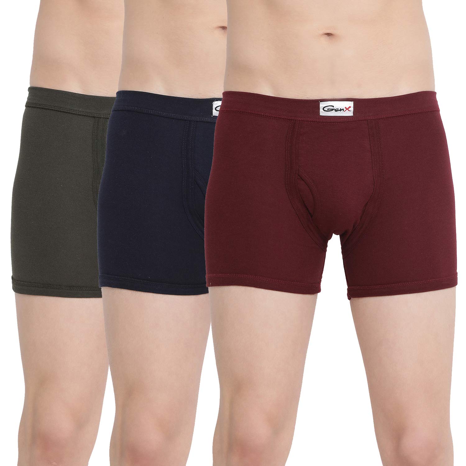 Buy GenX Men's Cotton Blend Elite Drawer Regular Trunks ELT_DRW_OE_3PC