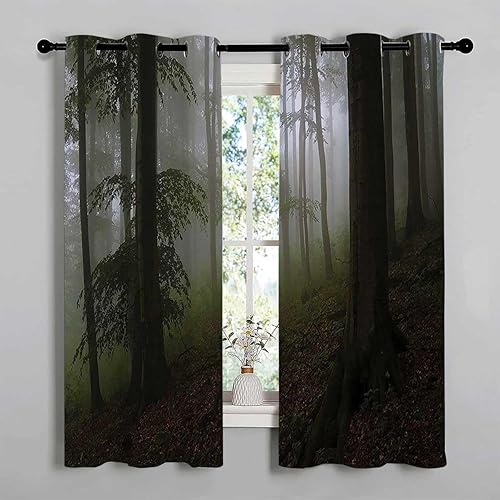 Cortinas para Cocina Forest - Cortina térmica corta para puerta de garaje, 63 pulgadas de ancho por 63 pulgadas de largo, 2 paneles