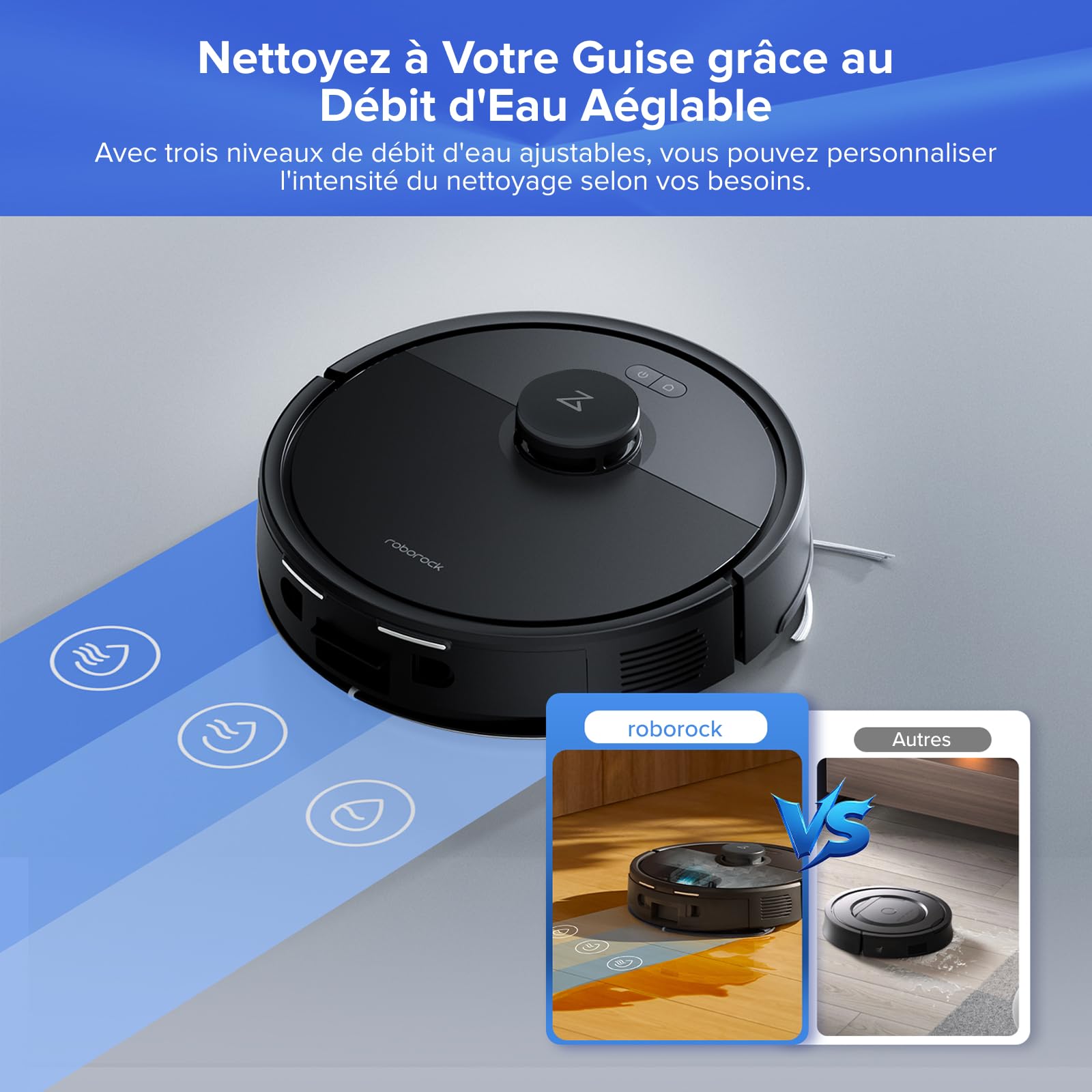 roborock Q7 L5+ Set Aspirateur Robot Laveur avec Station, 8000 Pa Aspiration, Vidange Automatique, 3 Niveaux d'eau, Double Anti-emmêlement, Navigation LiDAR, Idéal pour Poils d'animaux/Tapis, App