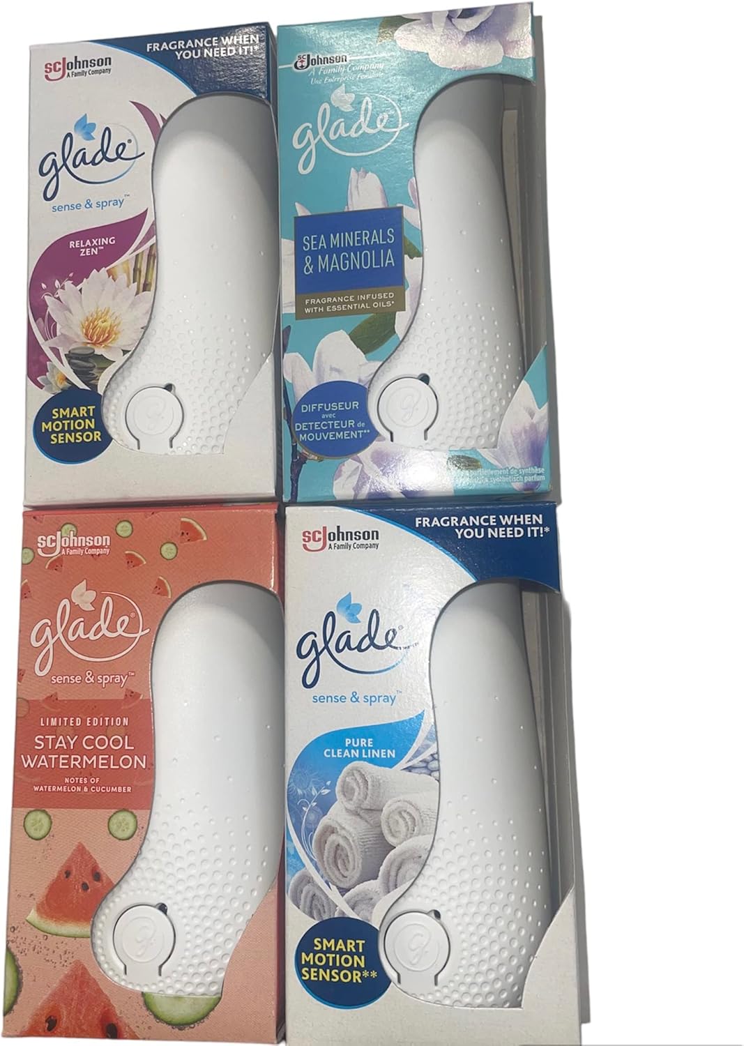 4 Glade Sense & Spray Air Freshener, Motion Activated (4 x Holder and 4