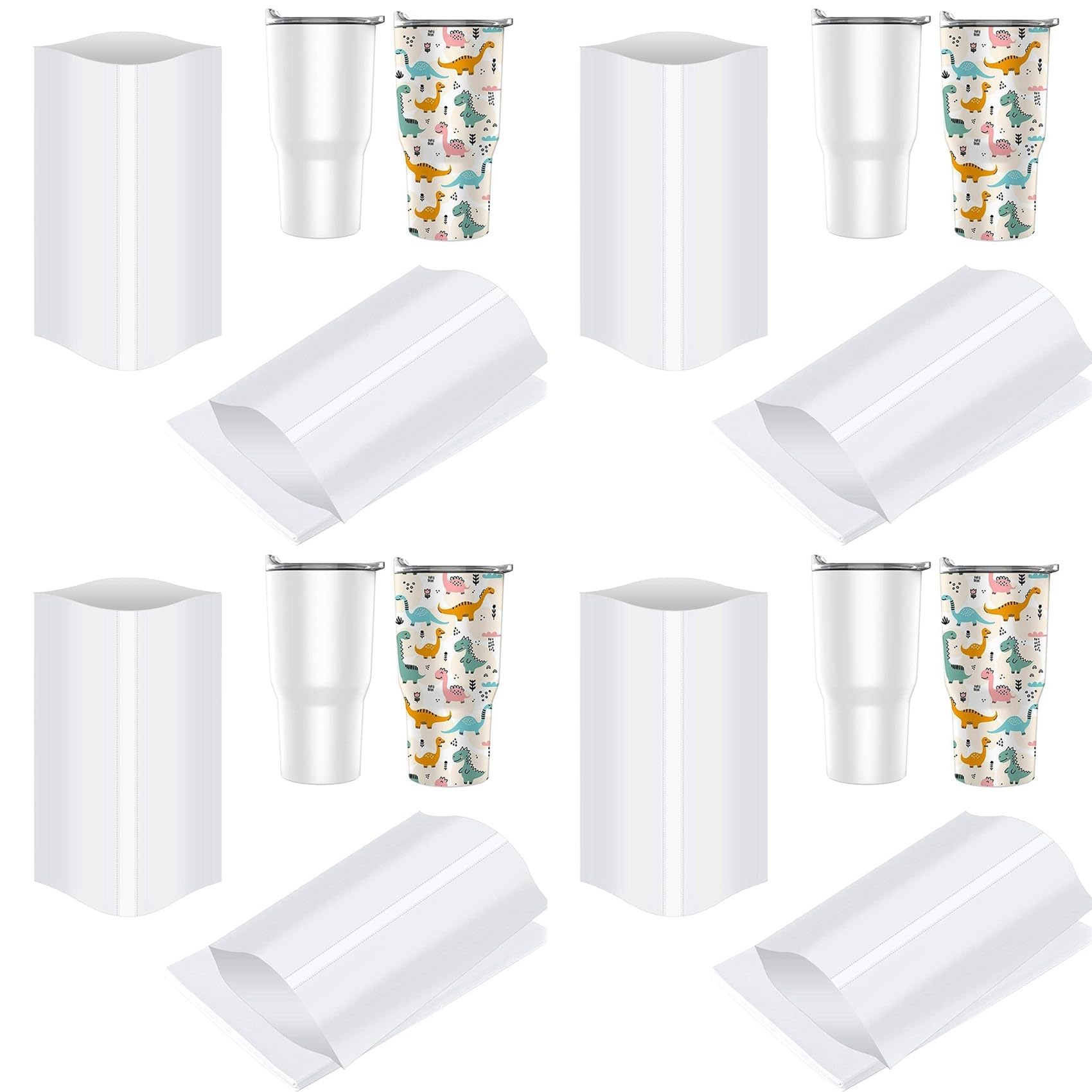 Jnchdghwa White 8X12 Inch Sublimation Shrink Wrap Sleeves, 240 Pcs Sublimation Shrink Wrap For Tumblers, Mugs, Cups And More