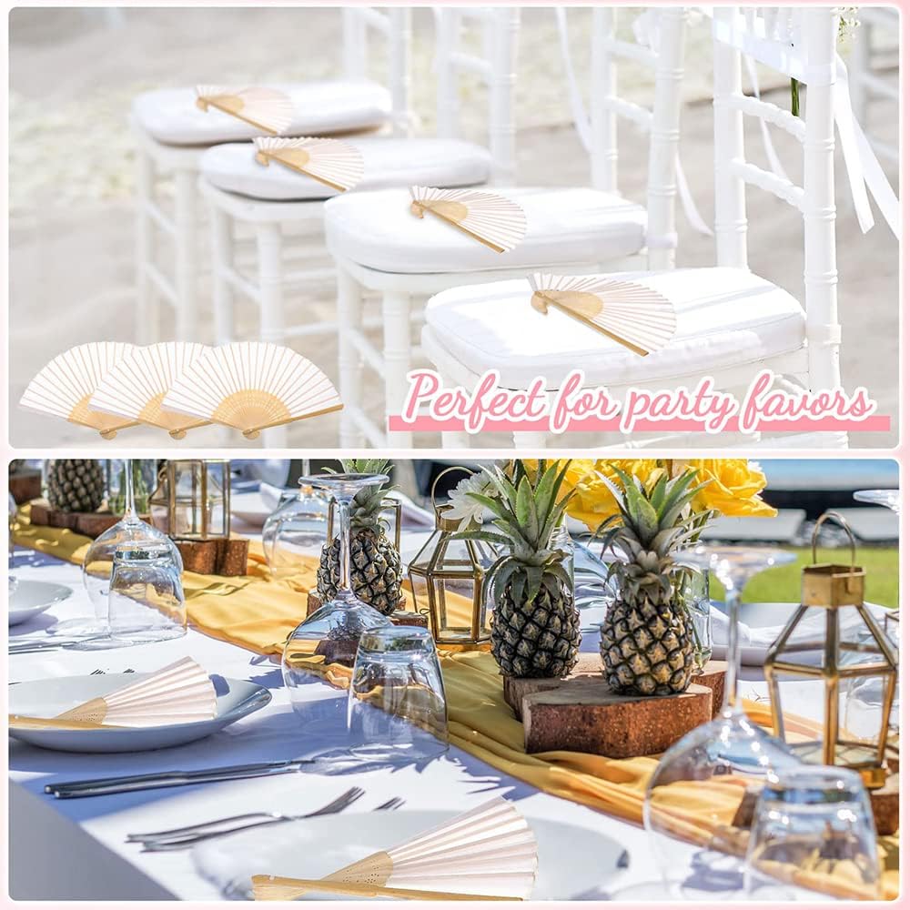 gors Personalized Wedding Party Favor Engrave Name Paper Fan,Customized Writting Folding Fan DIY Hand-Painted Gift Fan (30pcs)