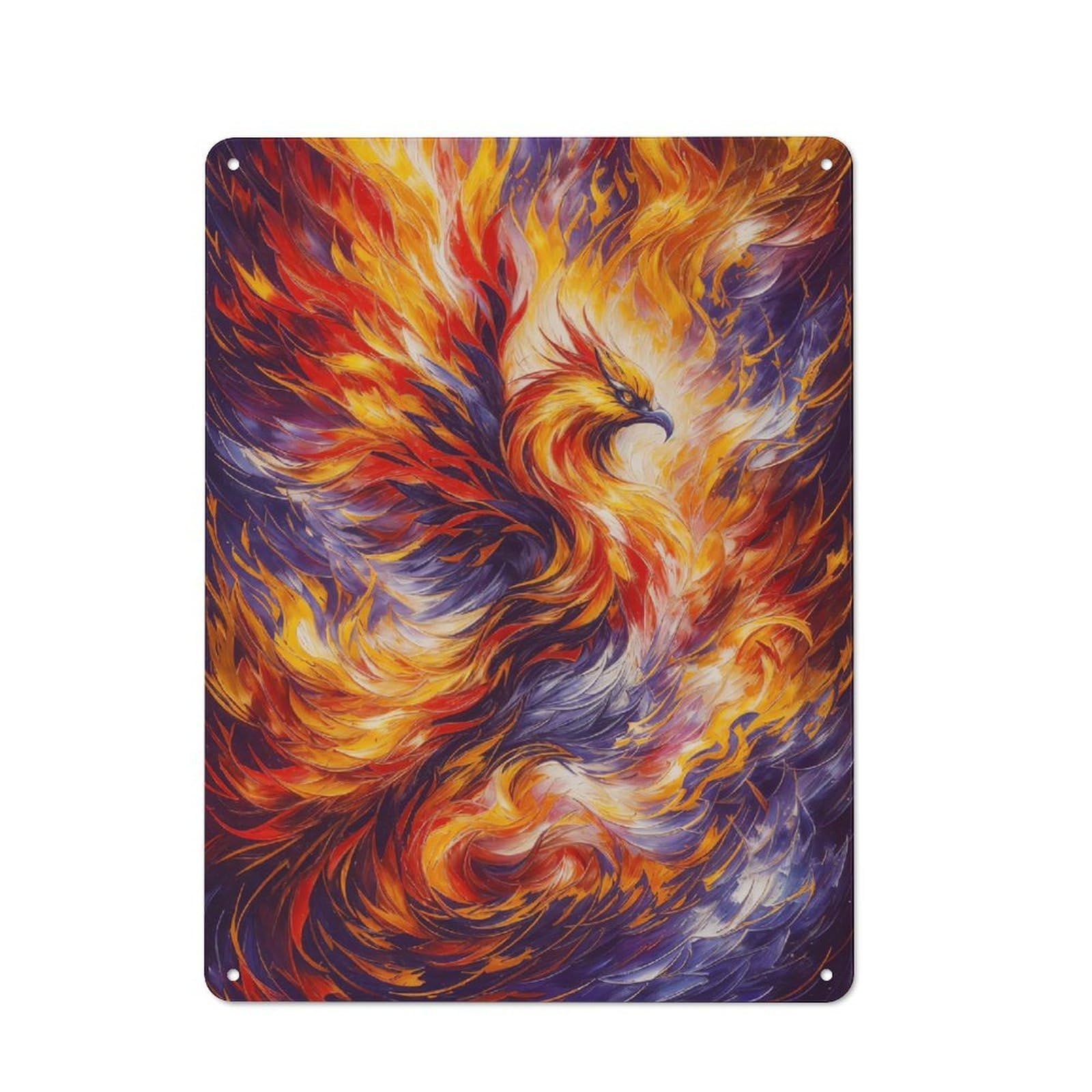 Junmoney Style-6 Tin Wall Plaque 40X30cm With Phoenix Rises For Hallway Wall, Suited To Wall Displays In Hallways And Entrance Areas