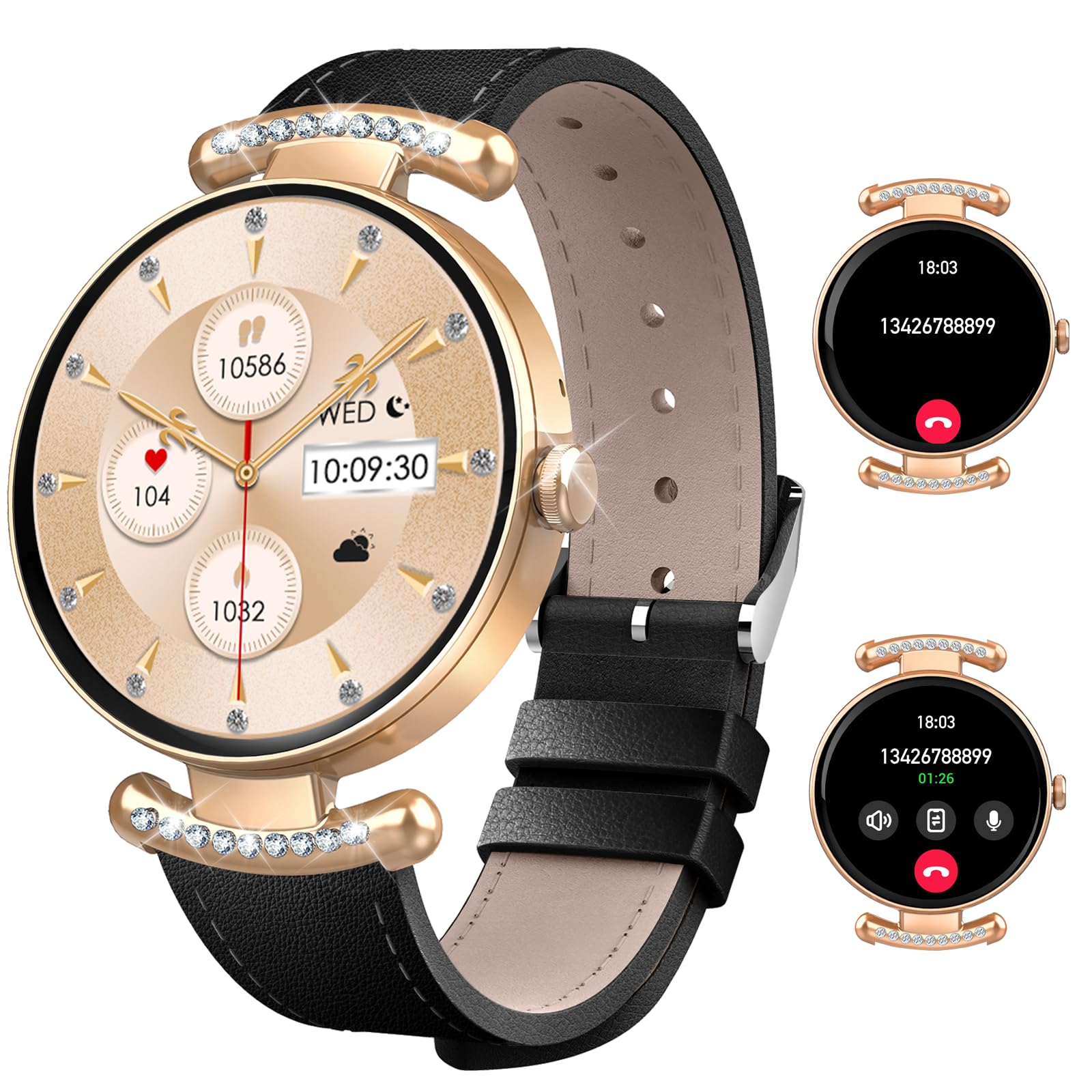 Smart Watches for Women,Answer/Make Call,1.32" AMOLED Ultra-Clear Screen Smartwatch with Heart Rate,Sleep Monitor, Watches for Women for Samsung/Android/iOS,100+ Sports Mode,3ATM Waterproof