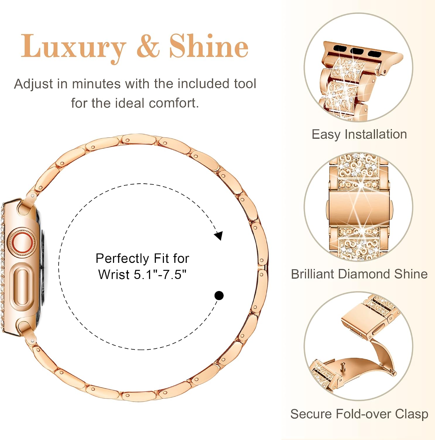 Calina Bling Bands and Case Fits Apple Watch Bands for Women 40mm image 4
