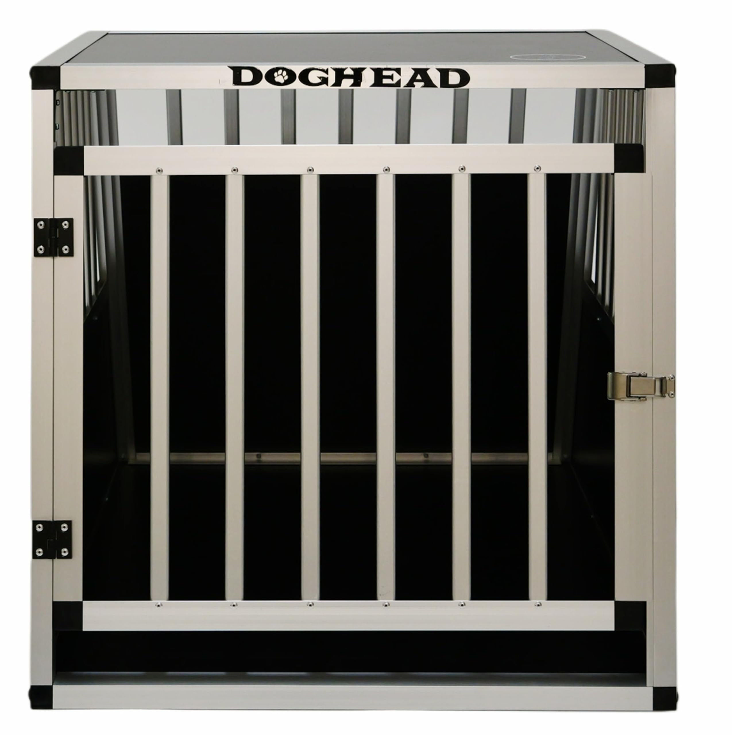 DOGHEAD Hundetransportbox Ecoline, Single 65x80x63 cm, Schwarz, Aluminium, Beidseitig Abgeschrägt 75°