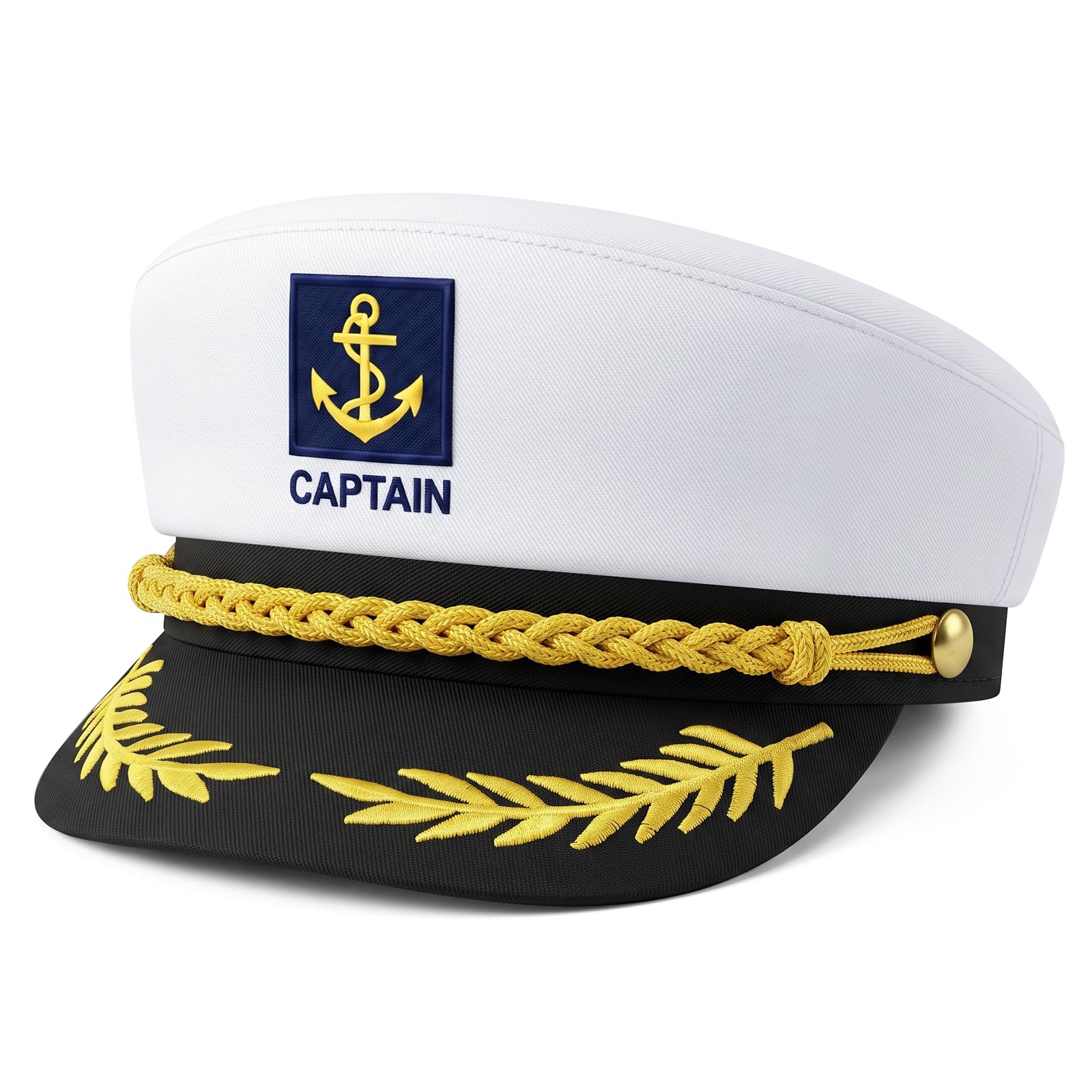 AUYAO Sailor Hat Adjustable Yacht Boat Ship Sailor Hat with Gold Embroidery