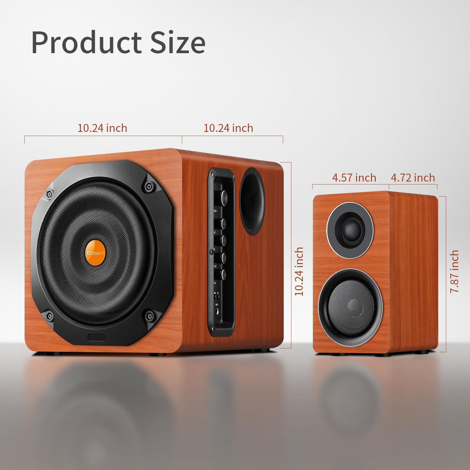 Elimavi Altavoz de PC con subwoofer, sistema de sonido 2.1 con doble satélite, sistema de sonido de TV con woofer de 6,5 pulgadas, tweeter de 1 pulgadas y 3 pulgadas de gama media, enchufe europeo