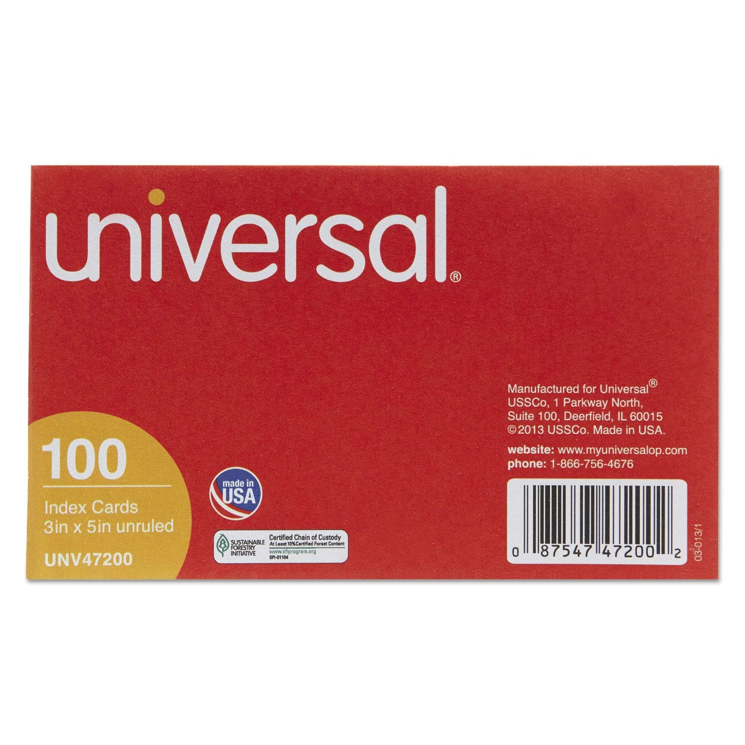 United Stationers UNV47200 3'' x 5'' Index Card