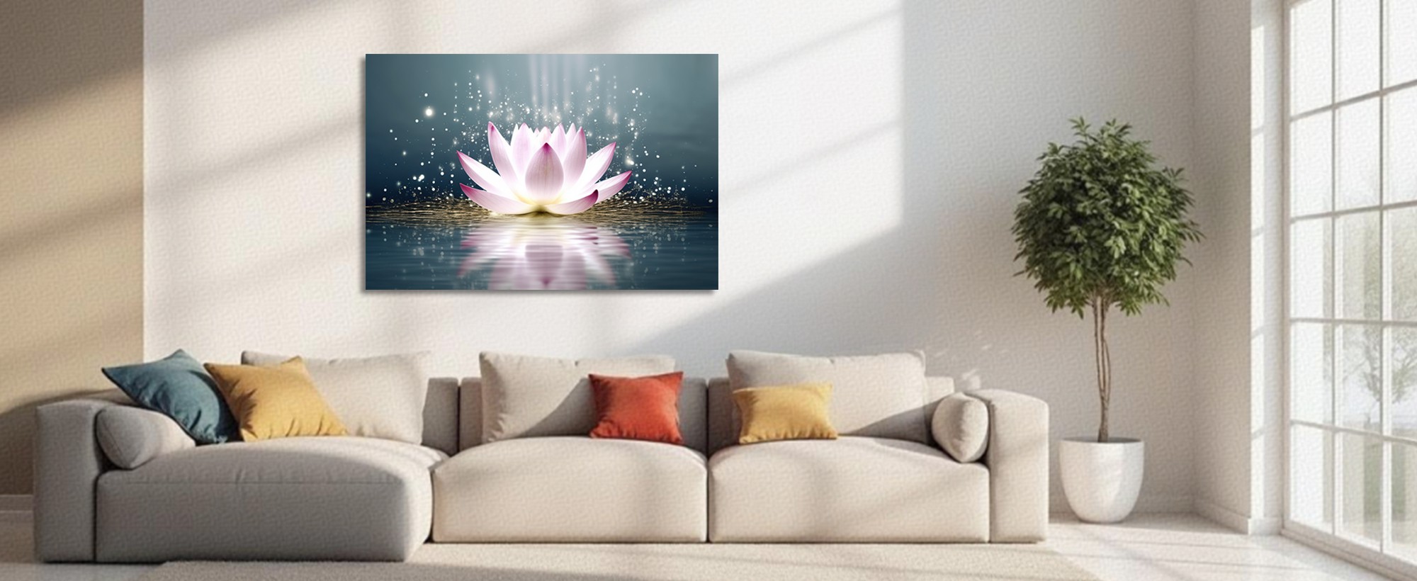 Tapisserie Murale Lotus Colorés Yoga Spirituel 40x60cm - Tenture Polyester Esthétique Pour Chambre Et Salon