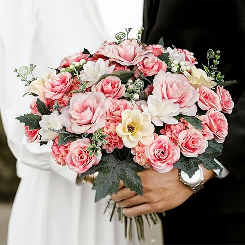 Miniatura 3 de Fake Flower Flores artificiales, rosas, decoración del hogar, centros de mesa para interiores y exteriores, centros de mesa para comedor, flores