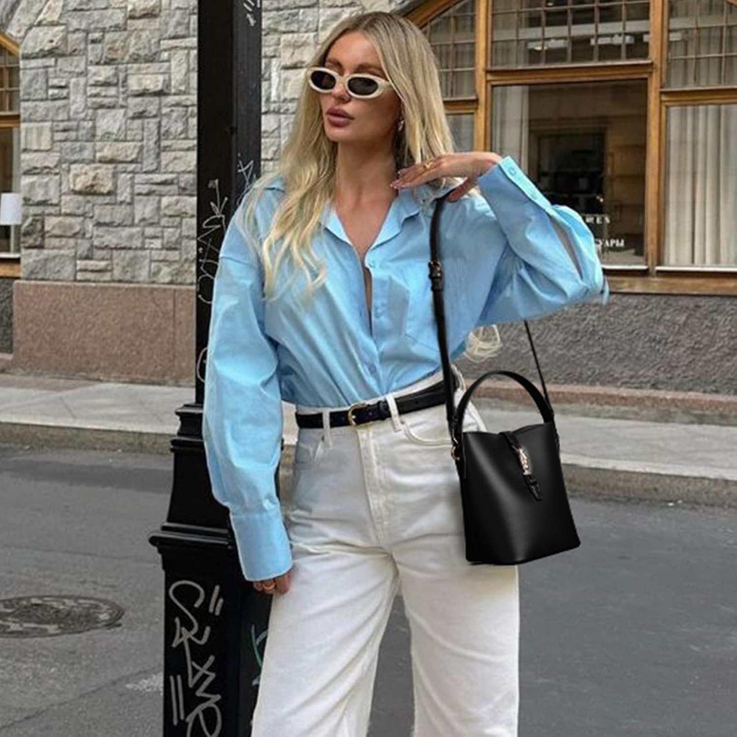 BOSTANTEN Small Bucket Bag for Women Crossbody Bags Trendy Vegan Leather Shoulder Purses Designer Ladies Handbags - Image 2