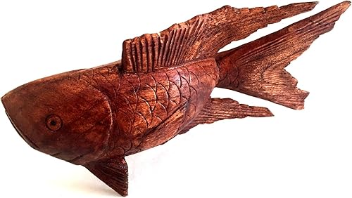 OMA Escultura de madera tallada de la decoración de los peces de Koi de la estatua náutica de la marca