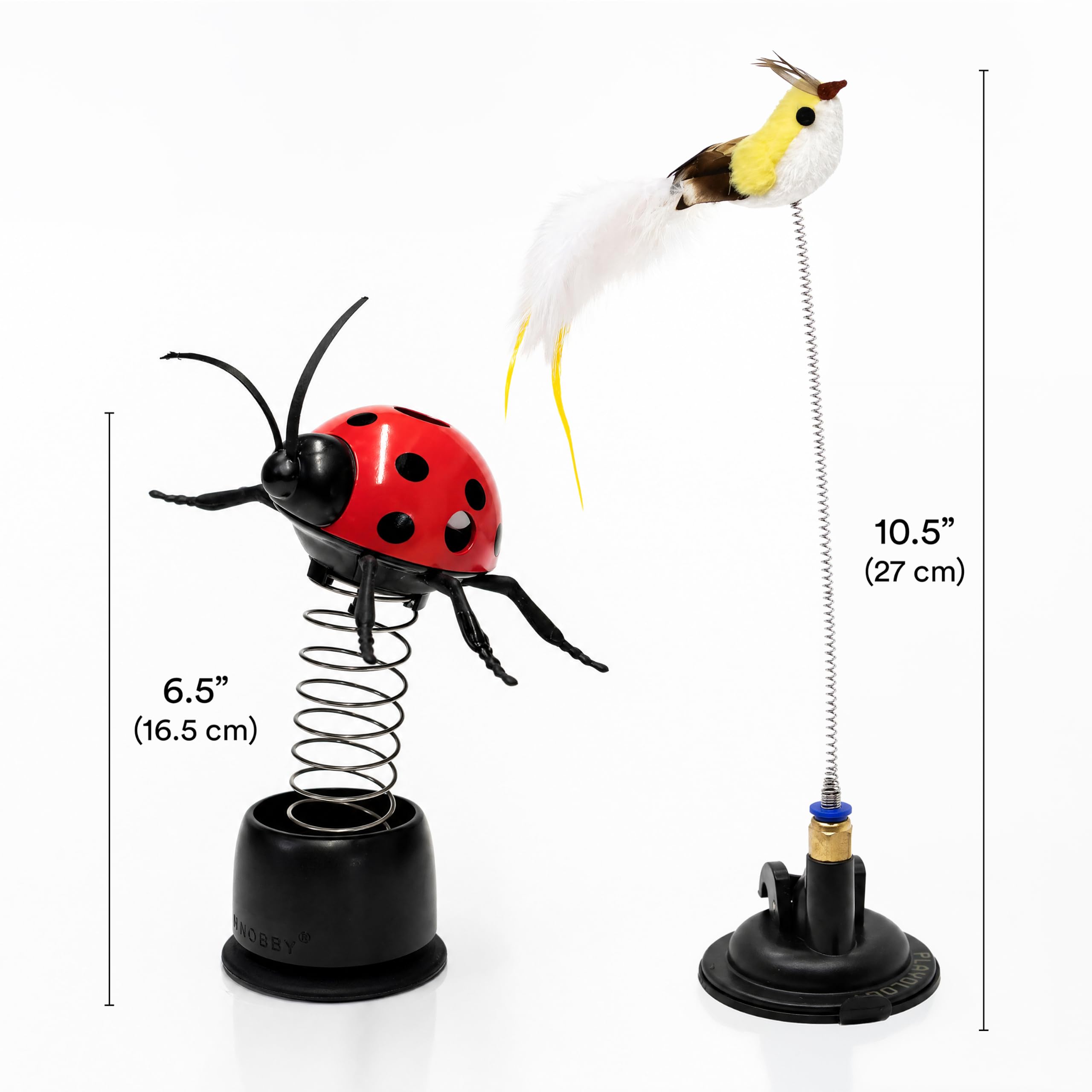 Playology Katzenspielzeug | Limited Edition Spielzeug - Saugnapf Springbird mit Federn & Pop-Up Marienkäfer-Leckerli | Interaktiver Spaß für Indoor-Katzen