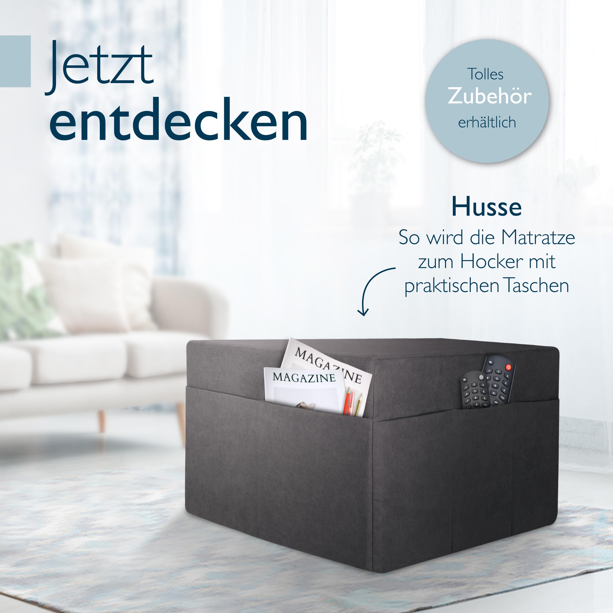 Beautissu Klappmatratze Gästebett faltbar klappbar Visco-Matratze | 140x200cm Anthrazit extra dick waschbar Gästematratze hoher Schlafkomfort einfacher Transport Premium XXL inkl. Tasche VS95