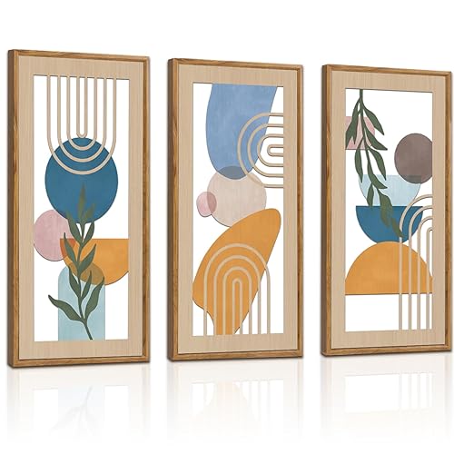 TOARTi 3PCS Boho Abstract Wooden Wall Art Mid Century Modern
