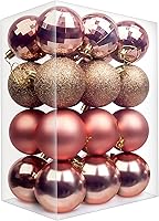 Vista 15 de Emopeak 24 bolas decorativas para árbol de Navidad, 4 estilos inastillables, decoración de árbol de Navidad, esferas colgantes para decoración