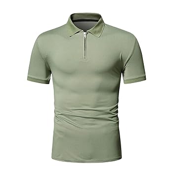 Men's Short Sleeve Polo Shirts Quarter-Zip Solid Color Slim