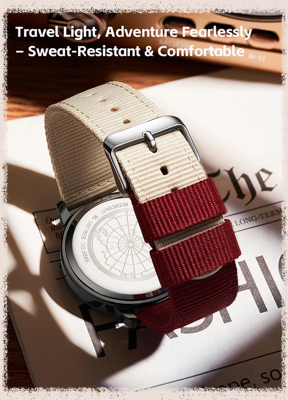 LOREO Fashion Unisex Casual Quartz Student Watch Nylon Canvas Strap