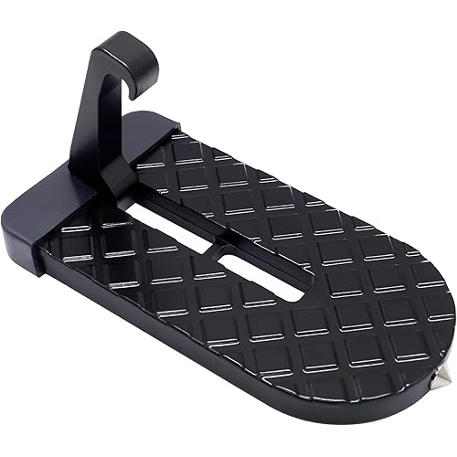 Car Door Step, Multi-Foldable Aluminum Alloy Roof Rack Car Step, Easy Access Door Step for Car Roof, Suitable for Most Cars, SUVs, and Trucks (Black)
