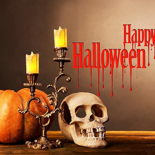 Miniatura 6 de Paquete de 24 velas de té de Halloween, velas votivas sin llama derretidas sin llama, velas de té automáticas que funcionan con pilas, velas