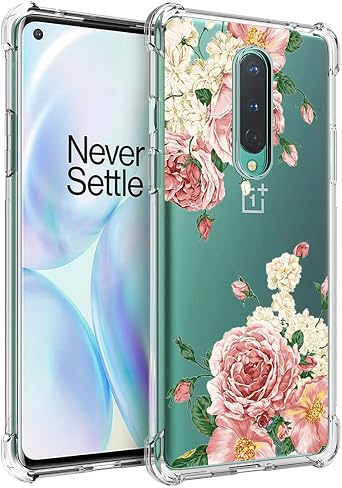 Osophter for Oneplus 8 Case[Not Compatible with Verizon Version],Flower Floral for Girls Women Shock-Absorption Flexible TPU Rubber Soft Silicone Cover for One Plus 8Big Rose Flower