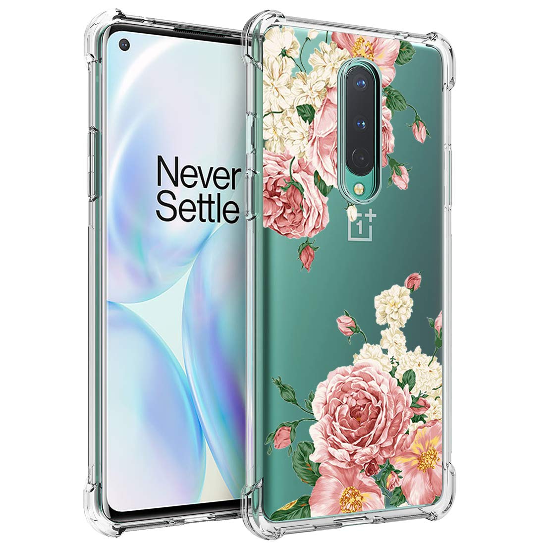 Osophter for Oneplus 8 Case[Not Compatible with Verizon Version],Flower Floral for Girls Women Shock-Absorption Flexible T...