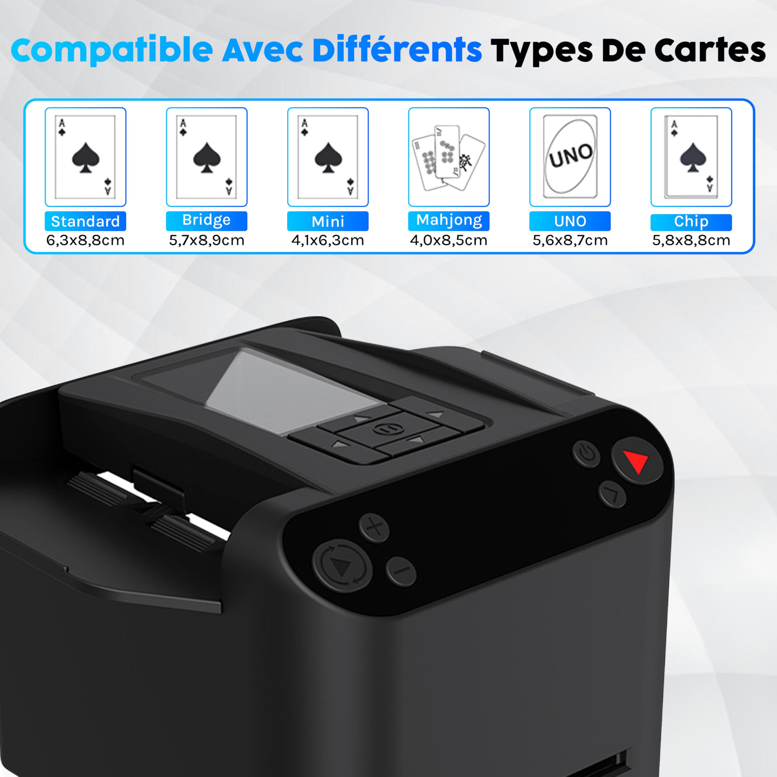 Mélangeur de Cartes Automatique avec Distribution | Rechargeable USB, Silencieux & Rapide | Idéal Poker, Blackjack et Jeux de Cartes