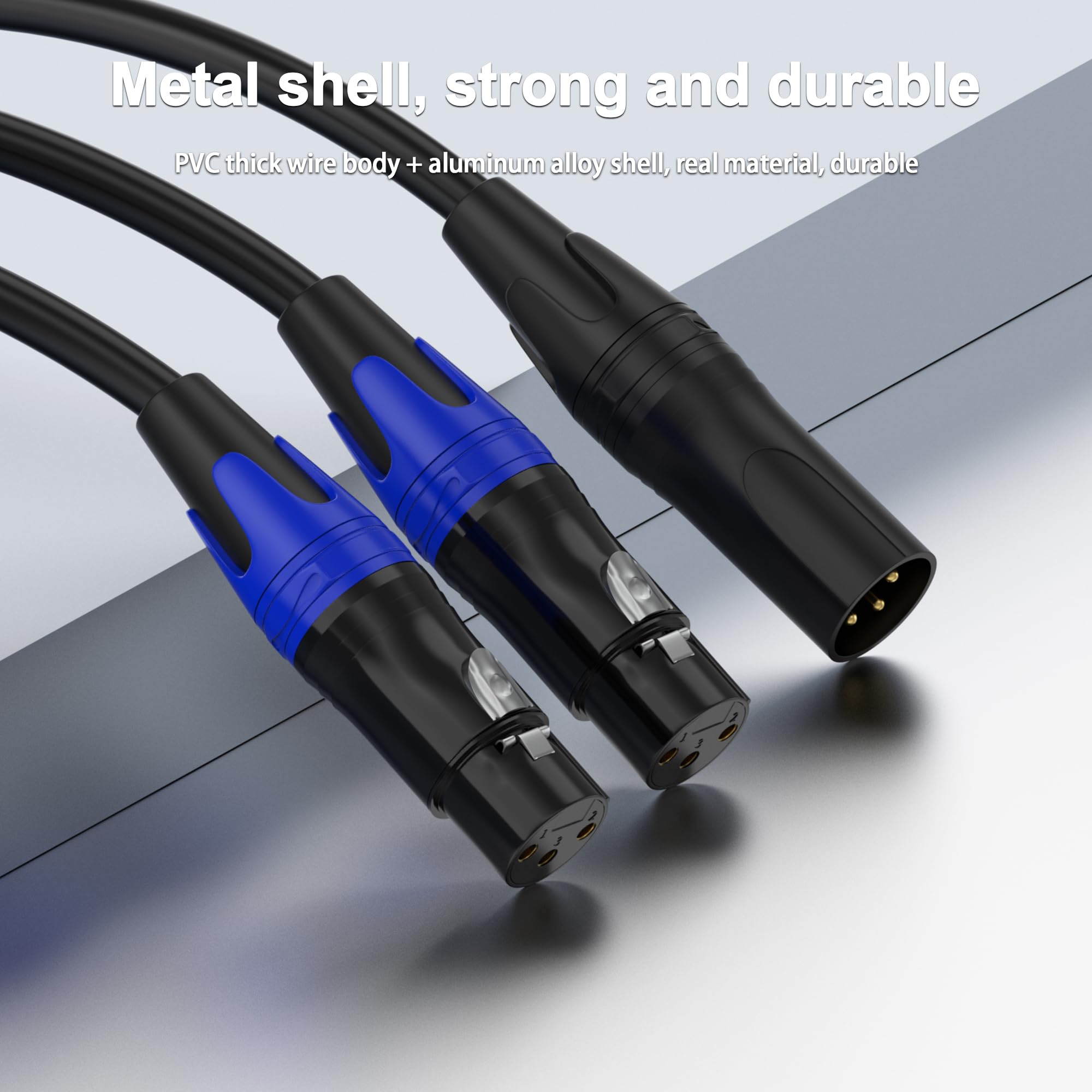 XLR-Splitter-Y-Kabel, 2 Buchse auf 1 Stecker, Mikrofon, XLR-Breakout-Kabel, symmetrisch, links und rechts, Doppel-Buchse auf Einzelstecker, für Mischpult/Lautsprecher/Mikrofon, 90 cm, 2 Stück