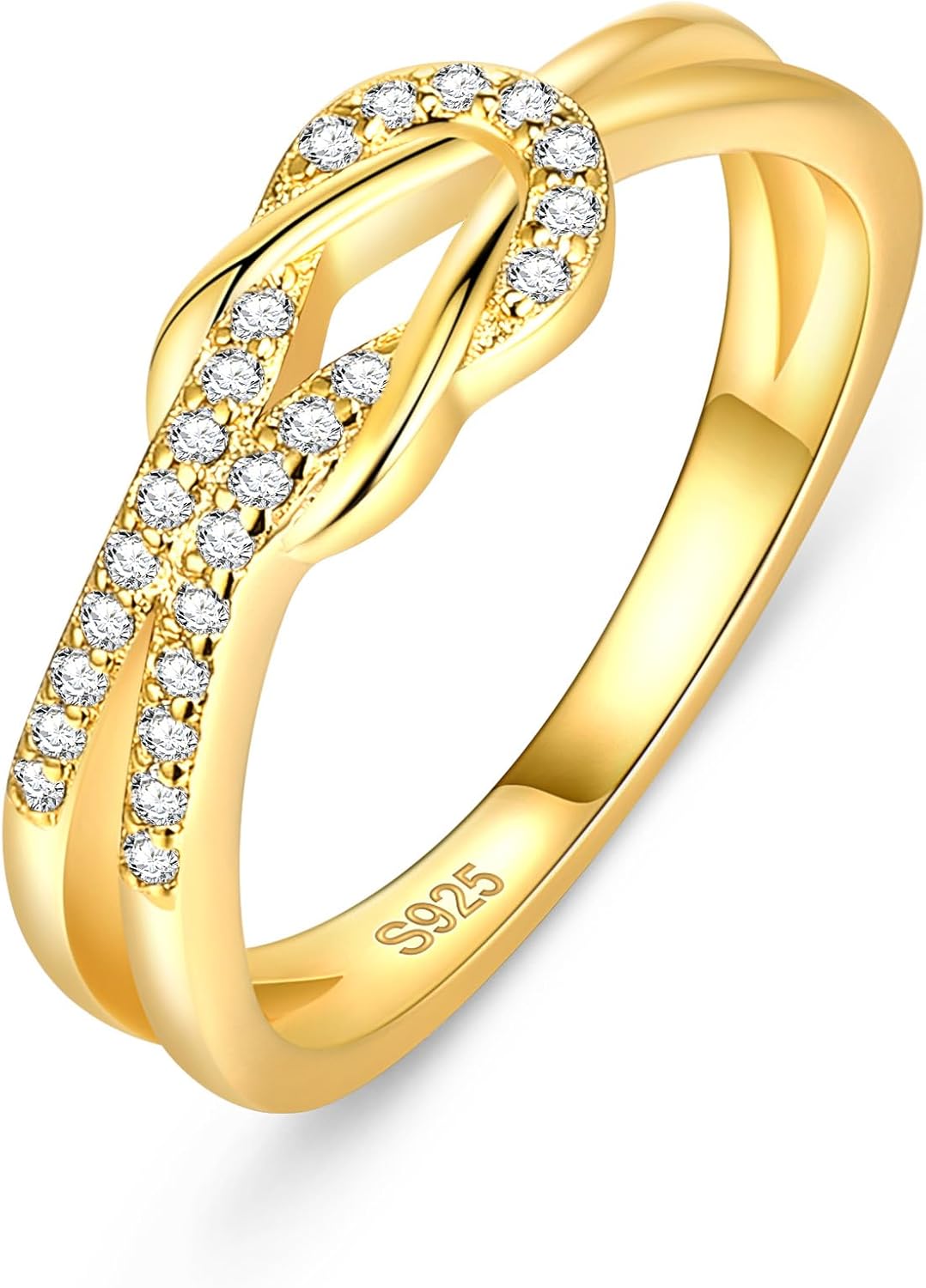 Crysdue Promise Ring for Women Her Celtic Knot 925 Sterling Silver Infinity Twisted Ring, Cubic Zirconia Statement Engagement Anniversary Band Rings, Wedding Birthday Jewelry Size6-9