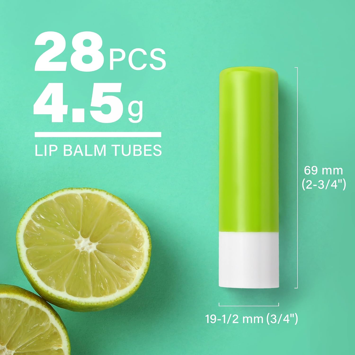 LotFancy Lip Balm Tubes Empty, 28Pcs 4.5ml, BPA Free & Leak Free, Durable Lip Balm Container Tubes with Green Caps, Refillable & Reusable