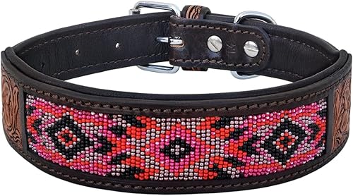 Miniatura 2 de Collar de cuero para perro, tamaño extra pequeño, estilo occidental, resistente, con cuentas ajustables y acolchado, suave para cachorros y perros