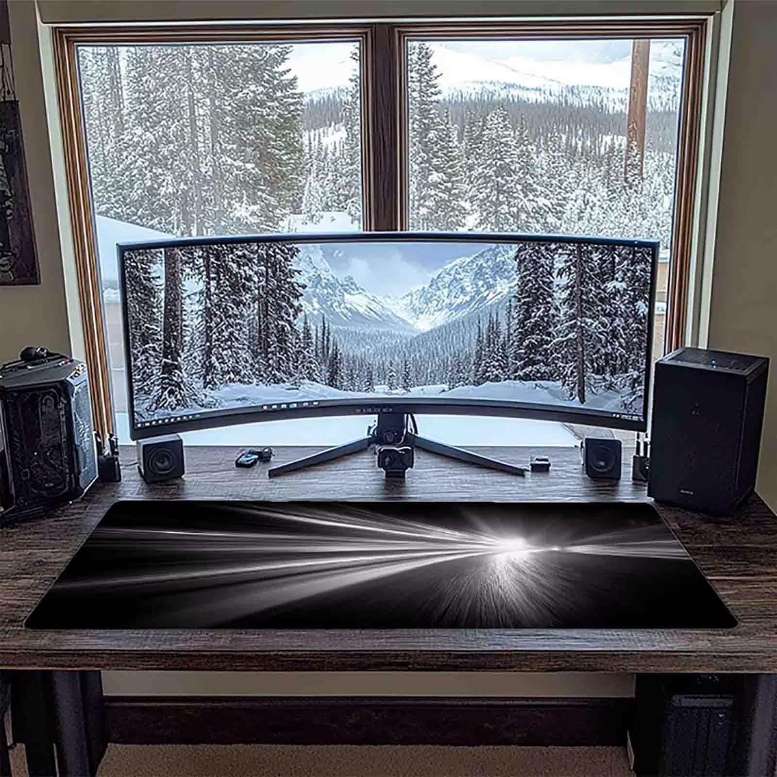 Schreibtischunterlage Schwarz Mauspad Gaming XXL Mousepad wasserdichte rutschfeste Schreibtisch Unterlage, Verbessert Präzision und Geschwindigkeit, Gaming Zubehör Deko (Abstrakt,80x40cm) 2-i8042