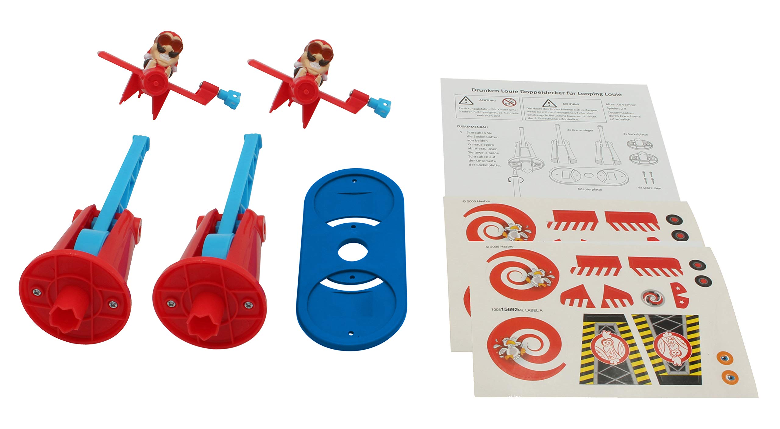 Doppeldecker für Looping Louie Spielarm mit 2 Flugzeugen Tuning Edition 2020 (Adapterplatte + 2X Flieger, Blau)