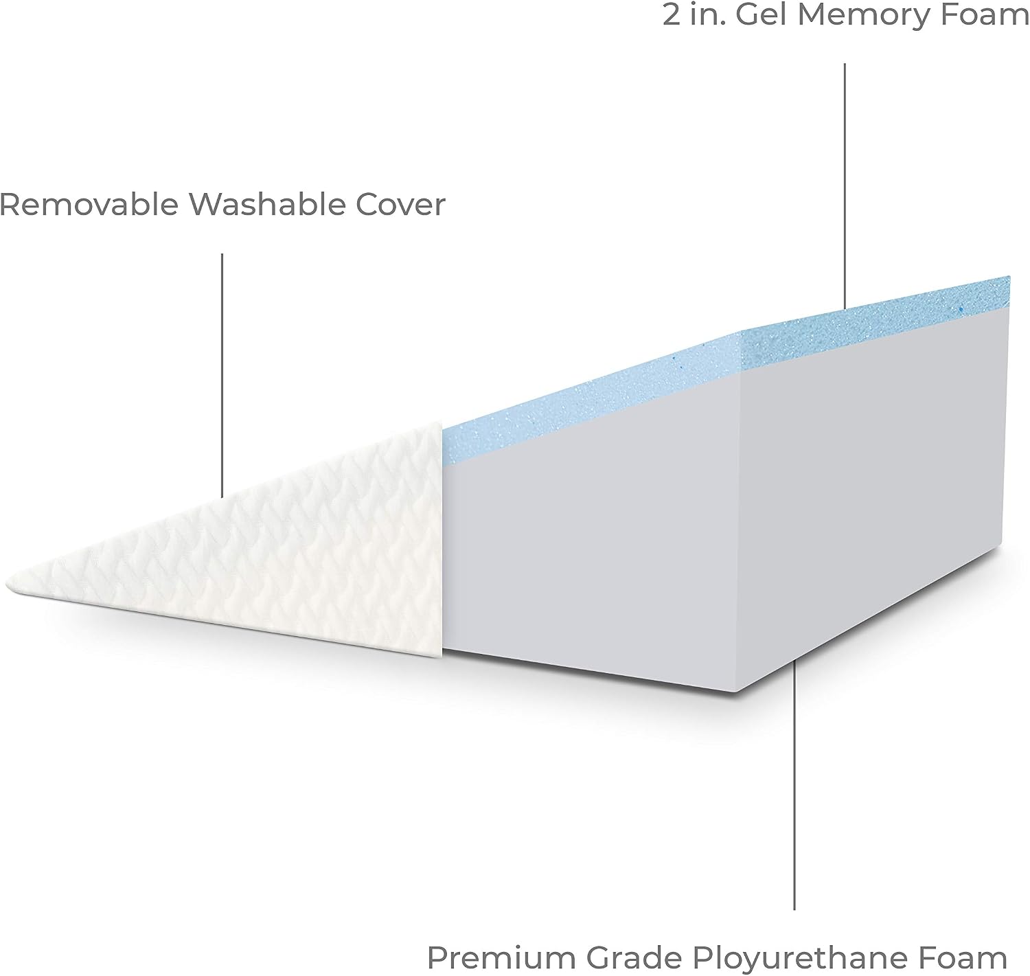 Milliard 12 Inch Bed Wedge Pillow with Memory Foam Top -Helps with Acid Reflux and Gerds, Reduce Neck and Back Pain, Snoring, and Respiratory Problems- Washable Cover (White)