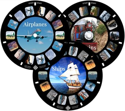 MayKo Transportation Ship, Trains and Airplanes Reels for Viewfinder, Compatible with Viewmaster Classic Viewers. Set of 3 Reels Only