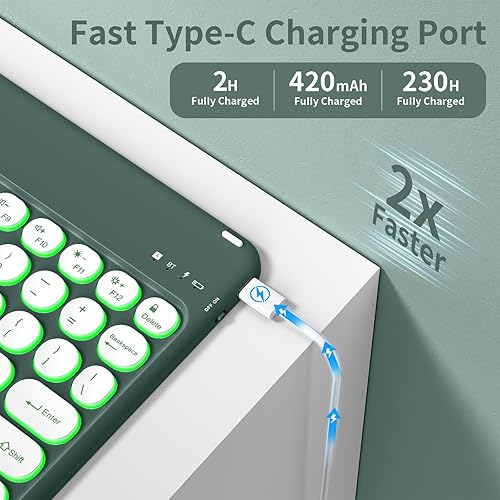 Miniatura 98 de aoub Funda para iPad de 9ª/8ª/7ª generación de 10.2 pulgadas, funda de teclado Bluetooth inalámbrica desmontable, funda trasera de TPU suave