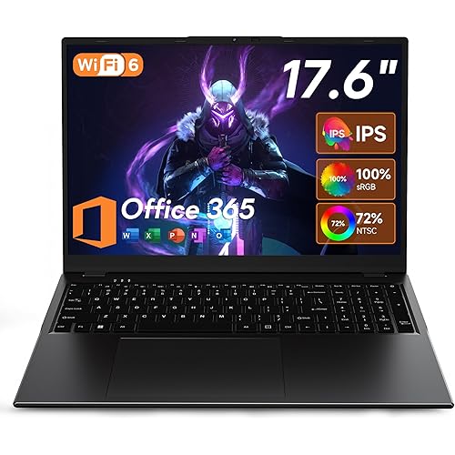 jumper 17.6 Inch Laptop with Office 365, N95 CPU,16GB RAM 1TB SSD+128GB Storage,100% sRGB FHD Display,Windows 11, Backlit Keyboard, WiFi-6,7000mAh, DC Fast-Charging,Laptops for Students and Business