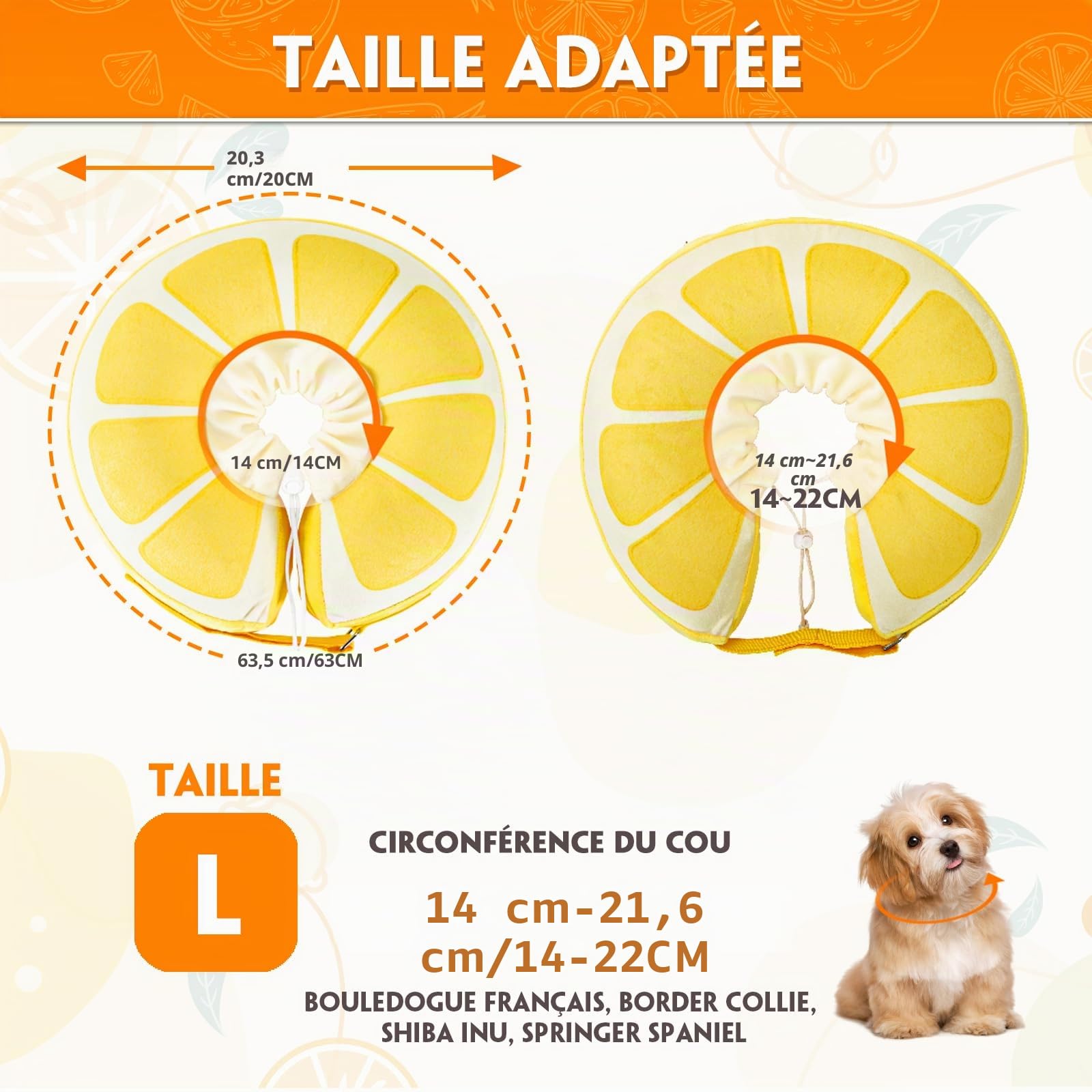 Collerette Chien Gonflable, Collerette pour Chiens et Chats, Collerette Chien Anti Lechage pour La Cicatrisation des Plaies et Empêcher de Mordre ou de Gratter (L)