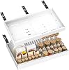 BLYLUND Pull Out Cabinet Organiser Kitchen Storage Extendable Slide Out Pantry Drawer Shelves Adjustable Width with Adhesive Film for Cupboard Bathroom No Need Drill Sliding Organizer White 1 Pack