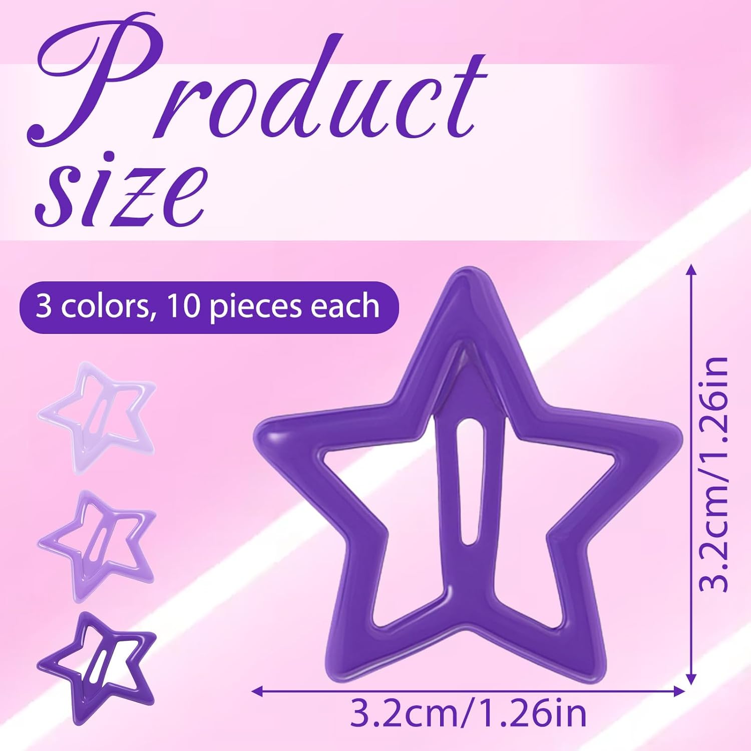 30 Pcs Purple Star Hair Clips,Small Star Clips Purple Snap Barrettes with Non-Slip Stars Clip Y2k Stars Barrettes for Girls and Women - Image 3
