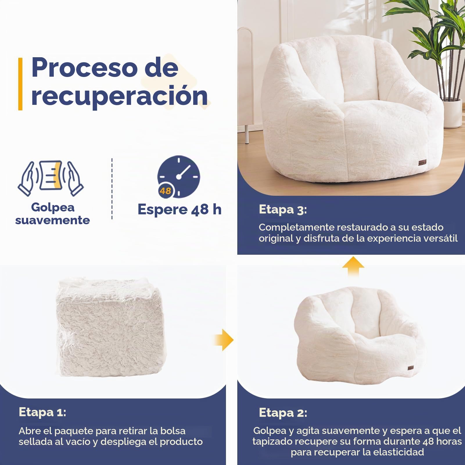 MAXYOYO Sillón Puff para Adultos o Niños, Suave Suelo de Piel Sintética Individual con Relleno, Cómodo Sofá Puff con Respaldo, Sillón Decorativo para Sala y Dormitorio
