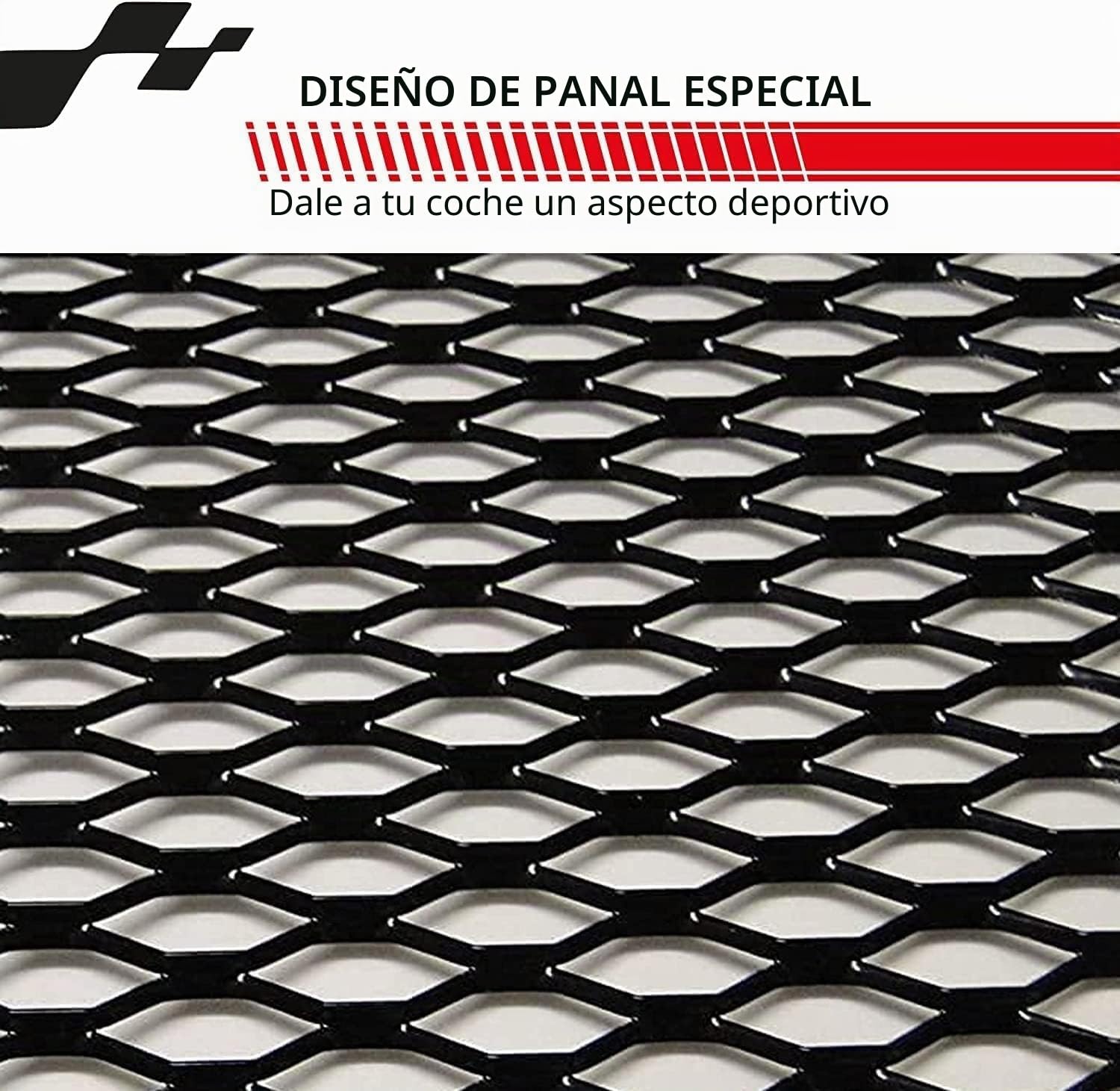 MR-Style Rejilla deportiva de aluminio, 100 x 33 cm, metal expandido, color negro, para tunnig