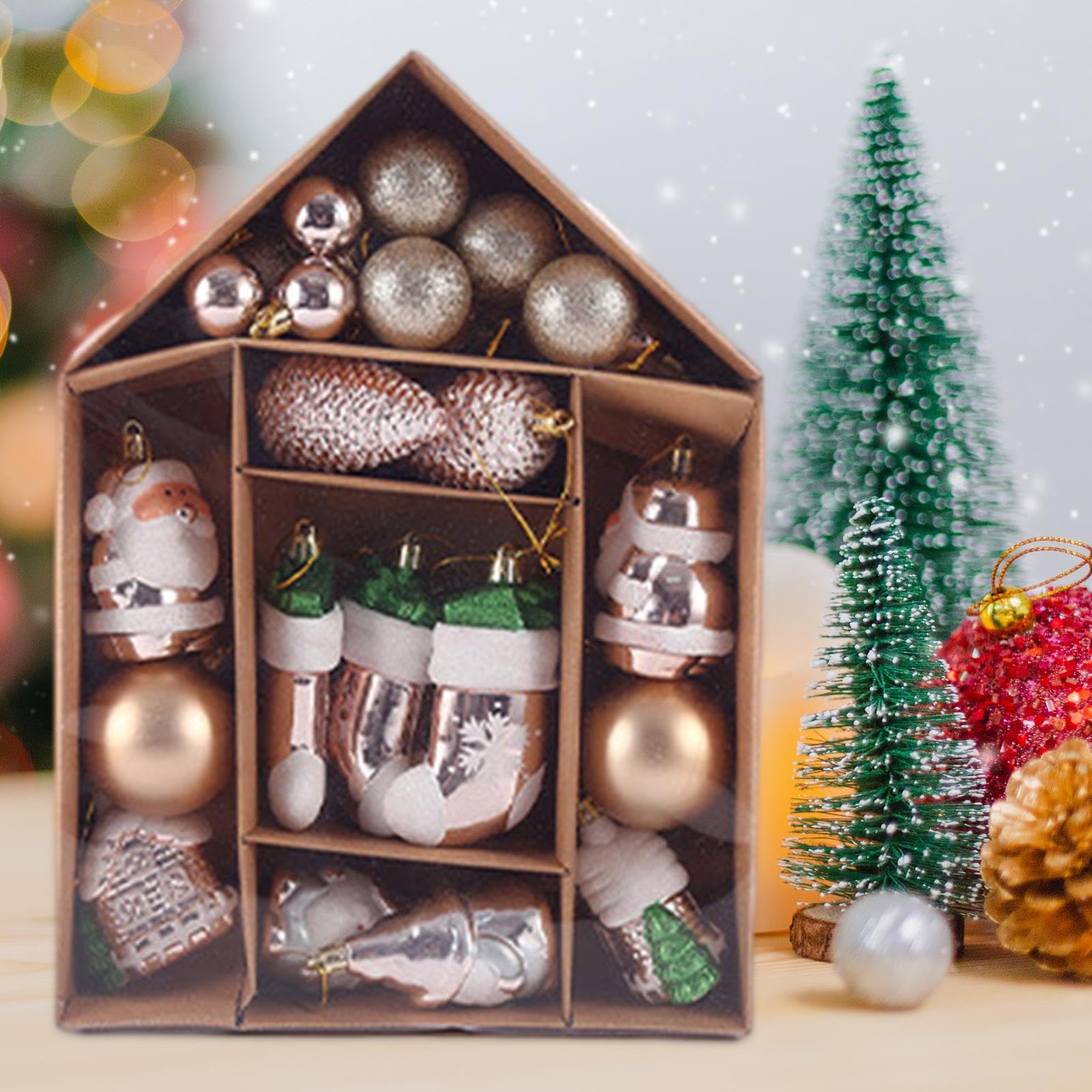 Oshhni Weihnachtskugeln, Ornamente, Weihnachtsbaumdekoration, Anhänger, Weihnachtskugeln, große Menge für Partygeschenke, Festliche Winterfeiertage auf der, Champagner-Weihnachtsmann-Set