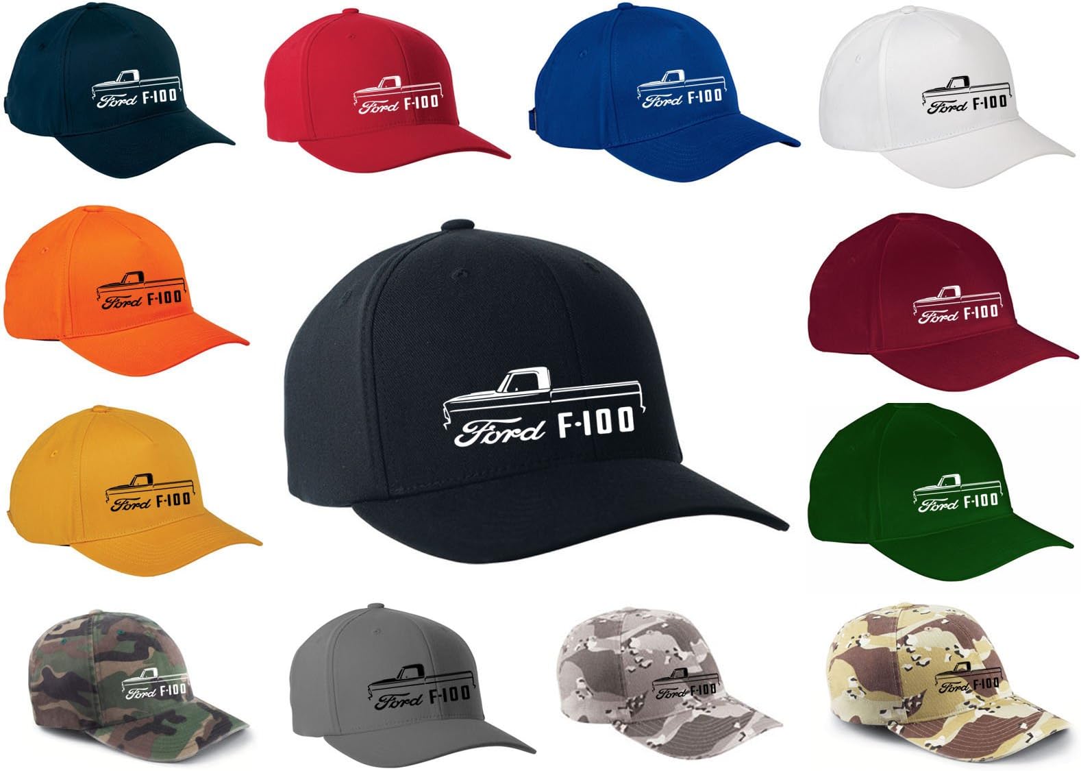 1967-1972 Ford F100 F-100 Pickup Truck Classic Outline Design Flexfit hat Cap